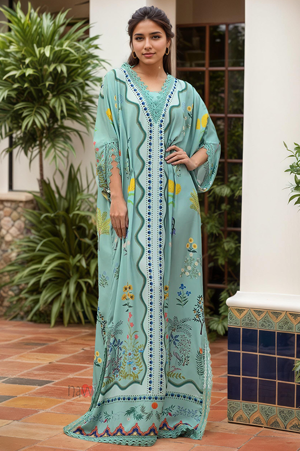 Rocco Print Turquoise Kaftan