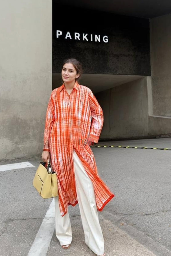 Orange Side Slits Shirt