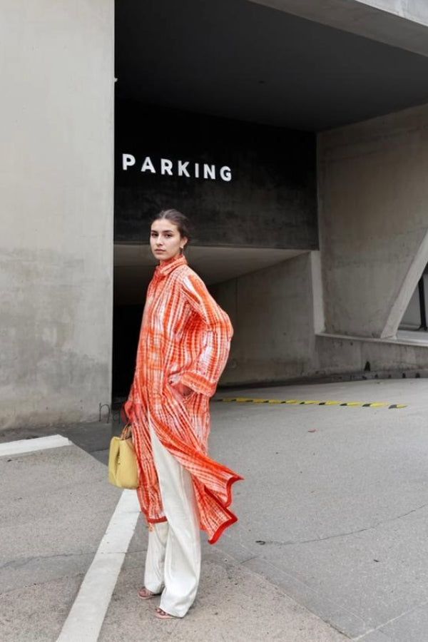 Orange Side Slits Shirt